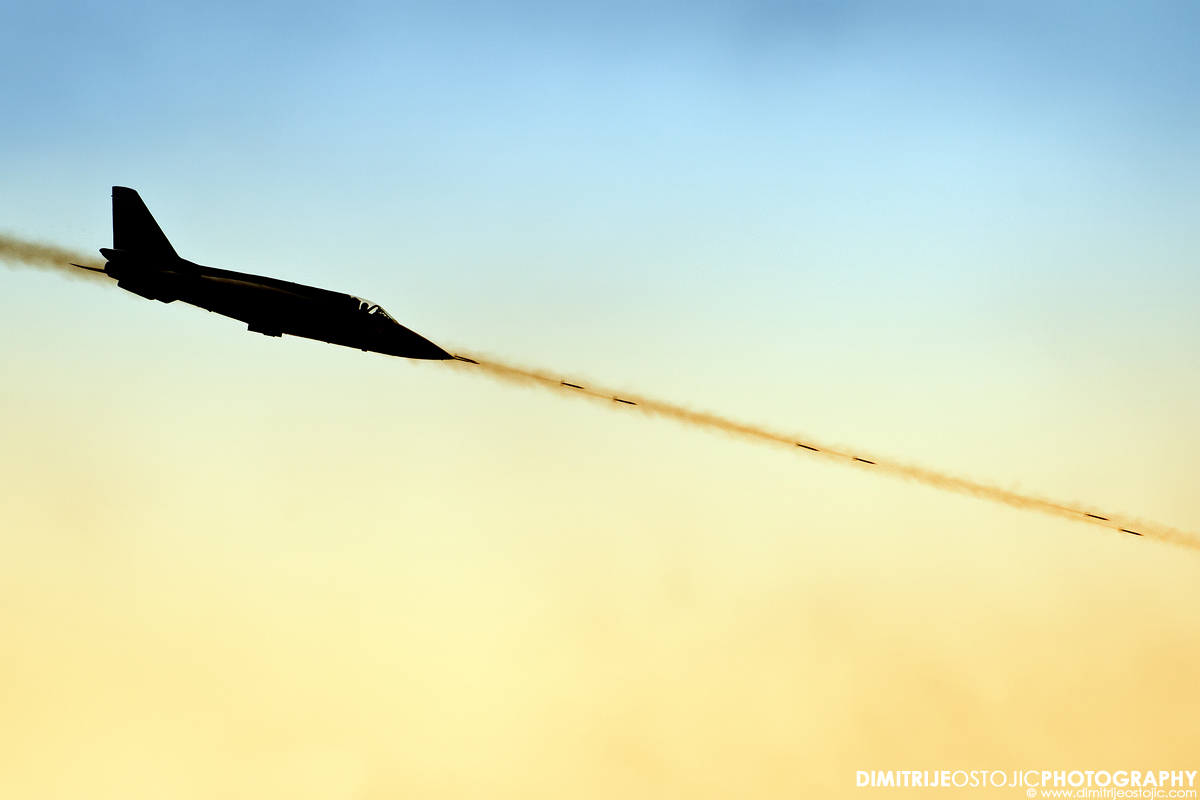 Soko J-22 Orao firing 23mm cannon shellspohe "Senke" squad.